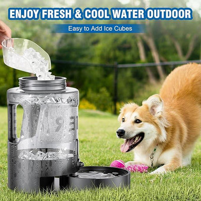 Dog Water Bowl Dispenser, 95OZ Large Capacity, Portable, Camping, Hiking, Hunting, Sturdy, 2 in 1 Combo Pet Travel