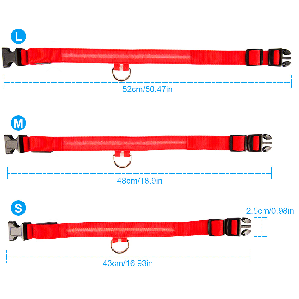 USB Rechargeable LED Pet Dog Collar Flashing Luminous Safety Light up Nylon UK