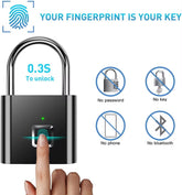 Portable Fingerprint Padlock USB Rechargeable Lithium Battery Waterproof Durable Zinc Alloy Lockbody